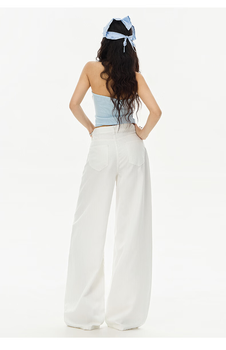 Boruilai Lyocell Summer Lightweight Three-Proof Denim Jeans for Women 2026 New Bamboo Texture White Casual Wide-Leg Pants 24