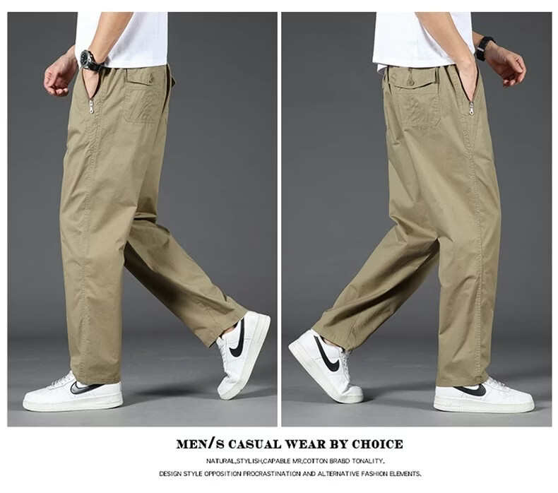 Jeanswest Men's Summer Lightweight Large Size Wide Leg Pure Cotton Work Pants New Loose Straight Business Trousers 15