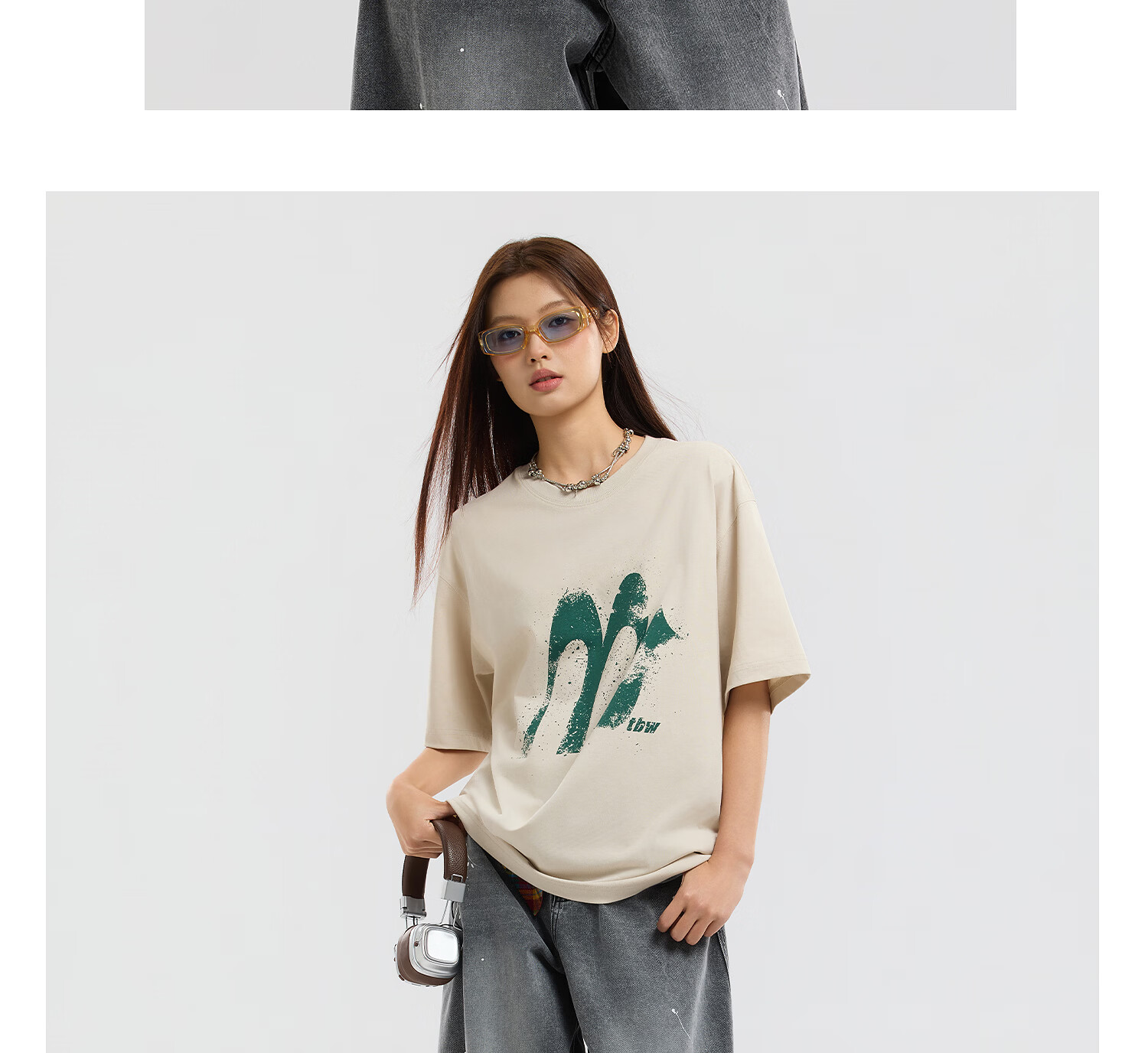 Metersbonwe Men's Short Sleeve T-Shirt 2026 Summer New Cool Color-Block Printed Casual Loose Fit Crew Neck Top 34
