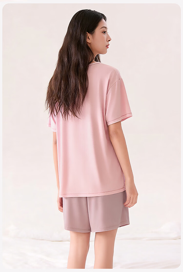 Ice Snow Kapok Girls' Pajamas Summer Modal Ice Silk Homewear Set Youth Children's Short Sleeve Shorts Two-Piece Set 19