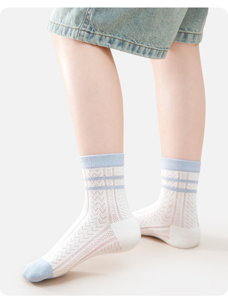 Cotton Full Children's Socks Summer Thin Boys Pure Cotton Antibacterial Mite-Resistant Breathable Mesh Striped Mid-Calf Socks 17