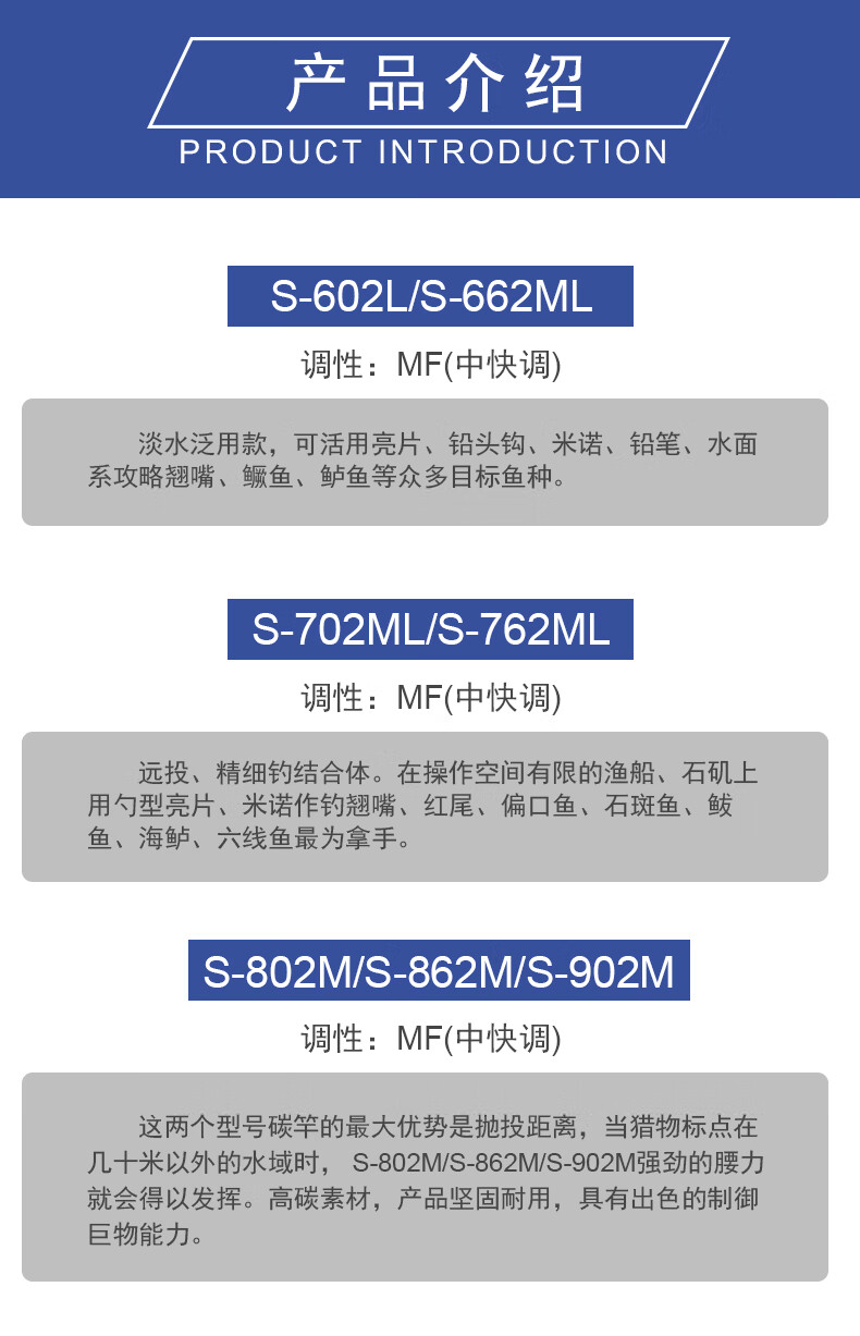 Ⅱ蓝色碳竿kn淡水路亚竿碳素直柄鲈鱼翘嘴马口鱼竿 s-662ml fuji导环