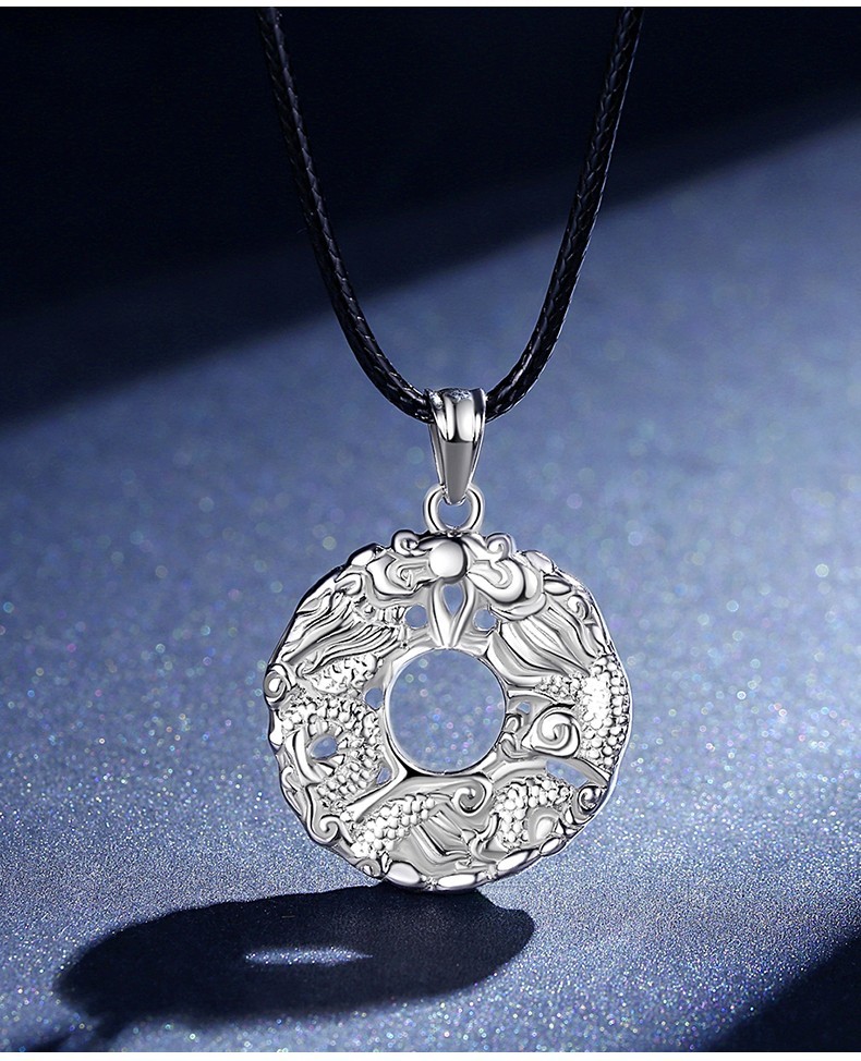 老凤凰 情人节礼物 【双龙护主】999银貔貅男士项链999银吊坠霸气男