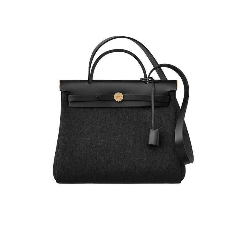 herbagzip31retourne帆布拼牛皮金扣斜挎单肩手提包h078971ccaa黑色