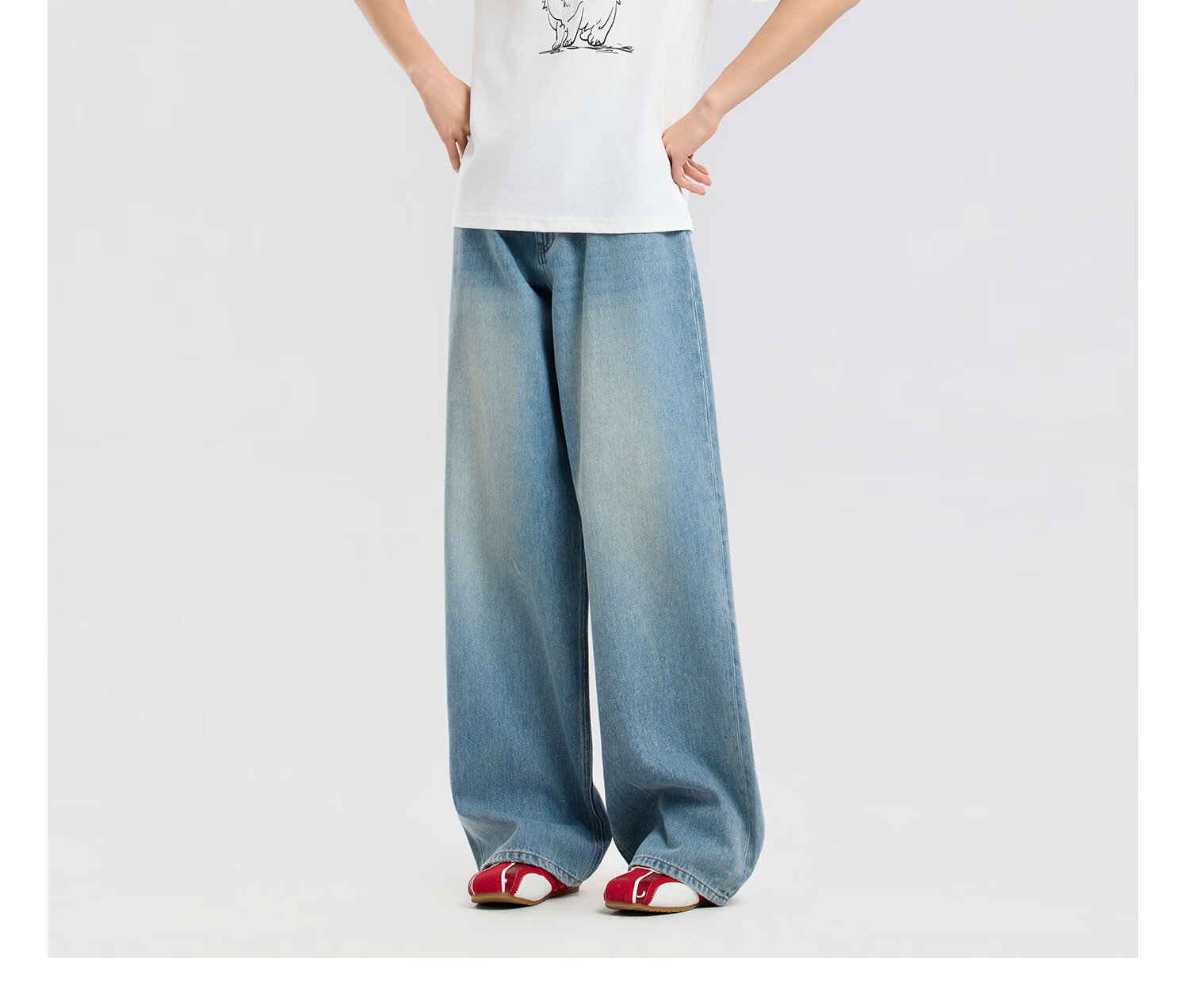 Metersbonwe Women's Short Sleeve T-Shirt 2026 Summer New Pure Cotton Hand-Painted Cat Print Loose Fit Versatile Tee 19