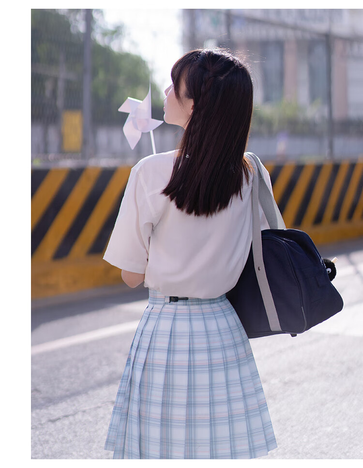 啦啦酱jk朝露原创jk制服裙格裙白色格子褶裙夏季大码半身裙42cm裙长xs