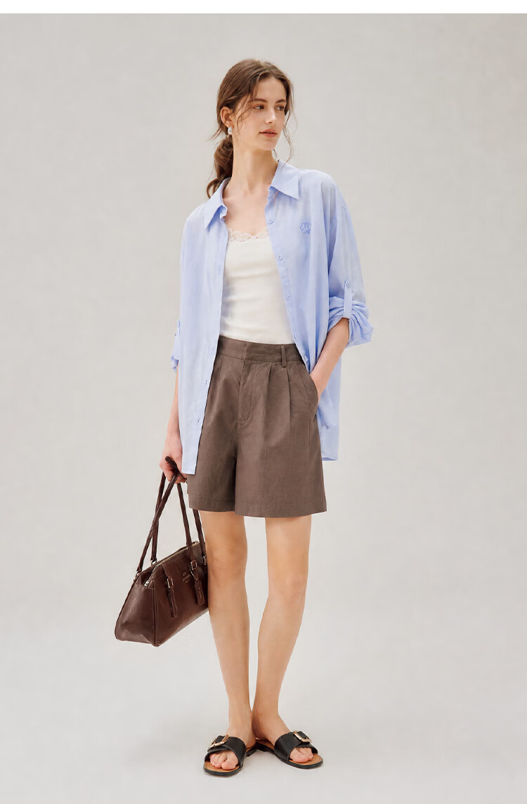 INMAN [Linen Tencel] Mint Short Sleeve Commuter Shirt 2026 Summer Top Glacier Pink - 18627629 M 28