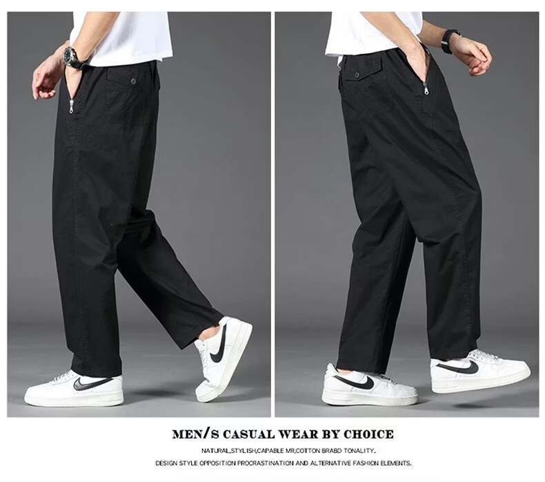 Jeanswest Men's Summer Lightweight Large Size Wide Leg Pure Cotton Work Pants New Loose Straight Business Trousers 11