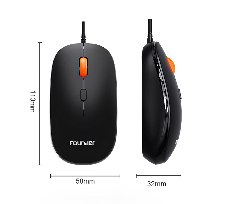 Founder M110 Wired Mouse USB Plug and Play Ergonomic Wired Mouse Black for Business Office Unisex 11