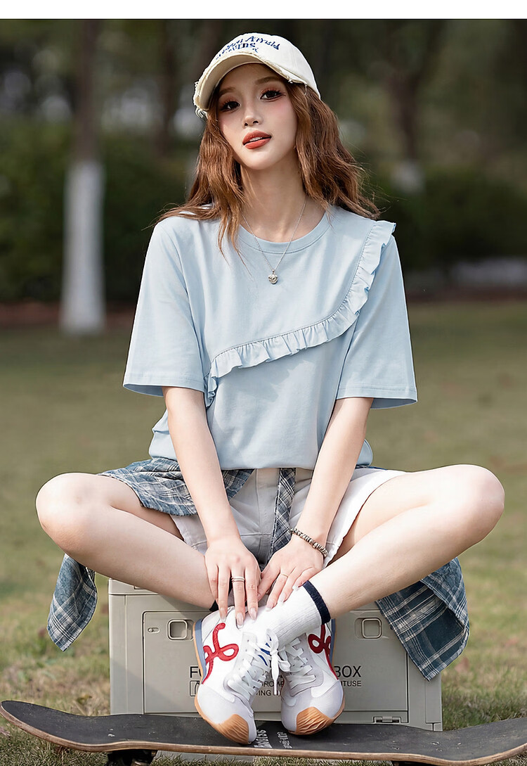 TonLion 2026 Summer New Women's Short Sleeve T-Shirt Loose Unique Chic Stylish Top 21
