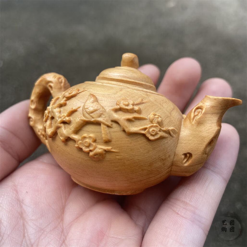 【惠萃】崖柏黄杨木南瓜壶木雕手把件把玩件摆件工艺品文玩实森雕刻手