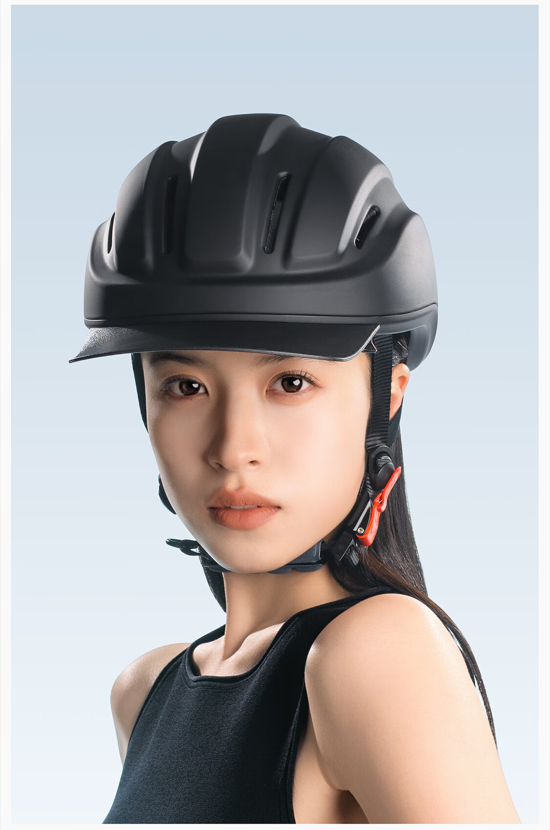 Two Little Bees 3C Certified Electric Bicycle Helmet for Women, Summer Sun Protection Half Helmet, Ultra-Light Riding Cap, Qingshan Blue [Detachable Sun Visor] 25