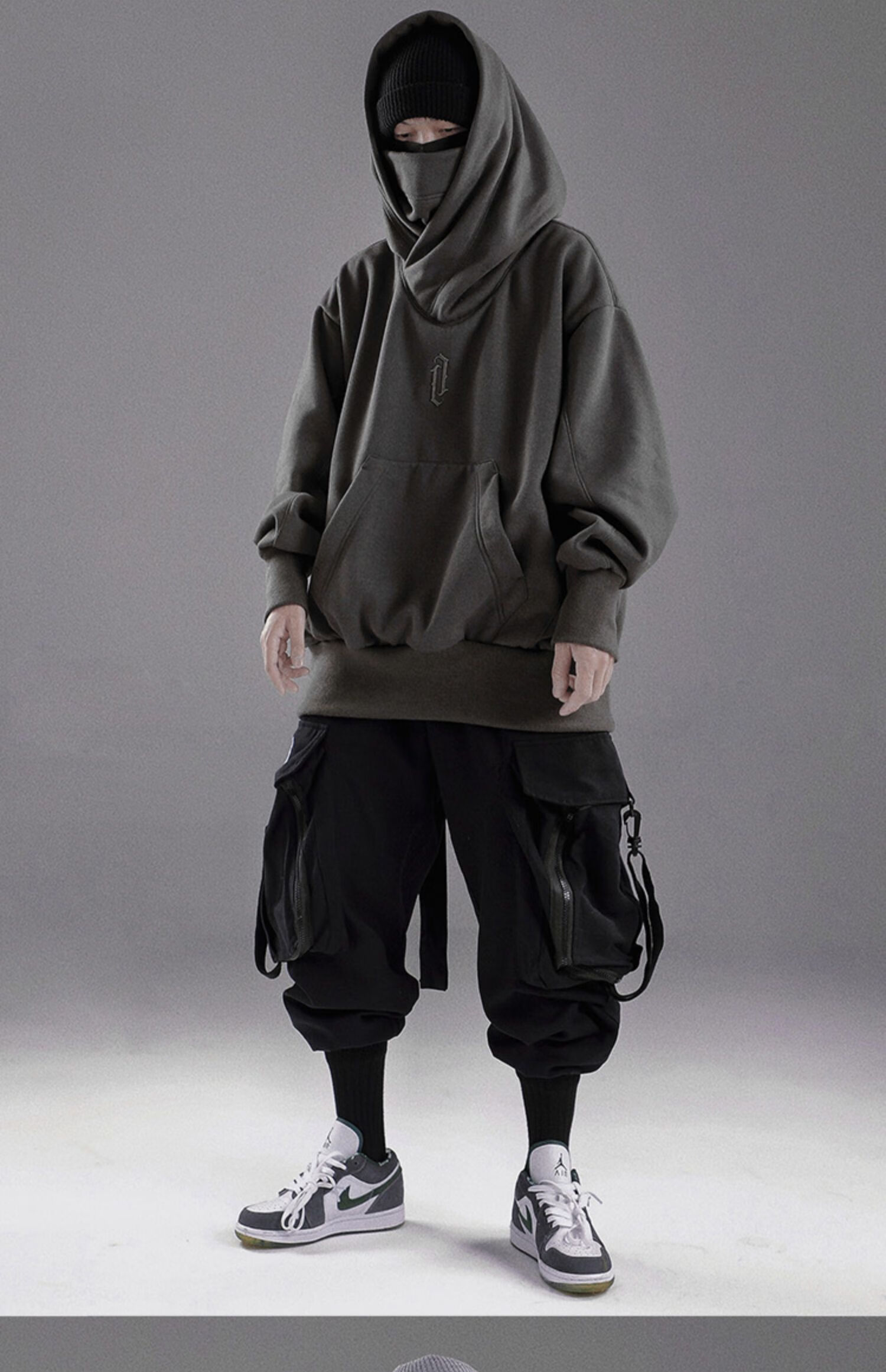 范世提 吉业重工吉业重工潮牌大码卫衣男装机能风外套连帽加绒秋冬季