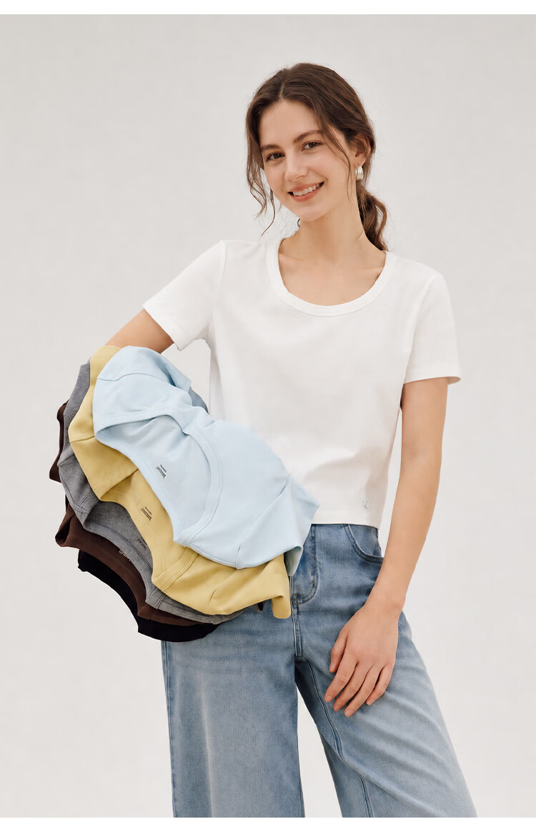 Inman [Runway Same Style] Straight Shoulder Multicolor Basic Short Sleeve T-Shirt Women Summer 2026 Top Black S 12
