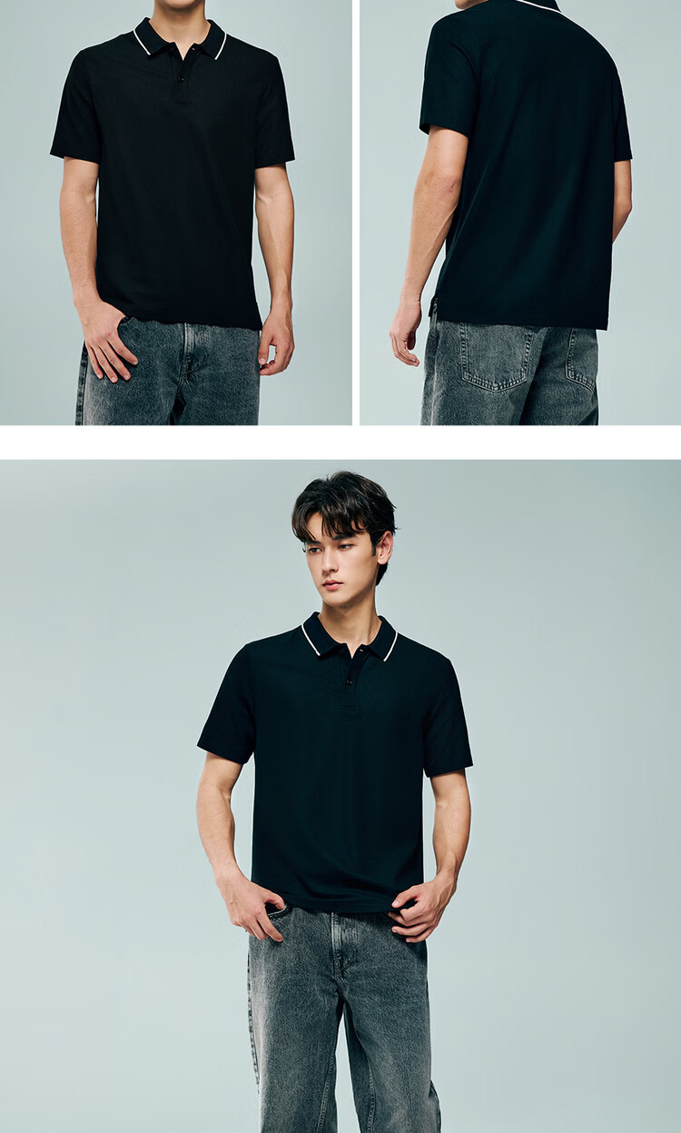 Giordano 2026 Summer New Black Technology Cooling Antibacterial Color-Block Collar Short Sleeve Polo Shirt Men 13016215 18