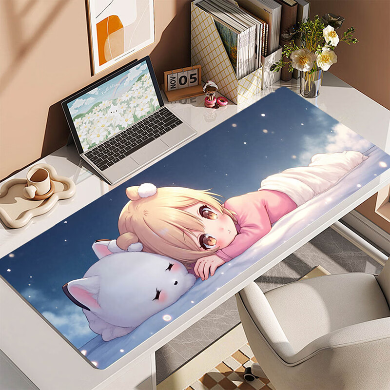 Juyingfeng Large Mouse Pad Cute Healing Clear Cartoon Office Dorm Bedroom Laptop Mouse Keyboard Pad Lock Edge Desk Mat 800x300x2mm Yun Xiaoduo 15