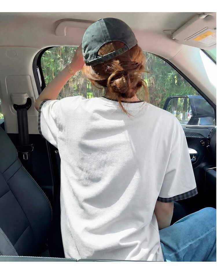 TonLion 2026 Summer New Short Sleeve T-Shirt Unisex Couple Matching Loose Casual Fashion Plaid Design 13