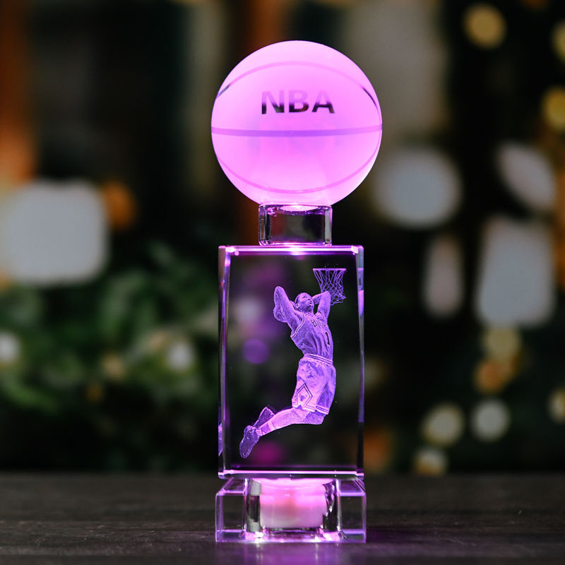 定制nba篮球创意生日礼物水晶篮球男朋友同学diy模型孔雀蓝安东尼电子