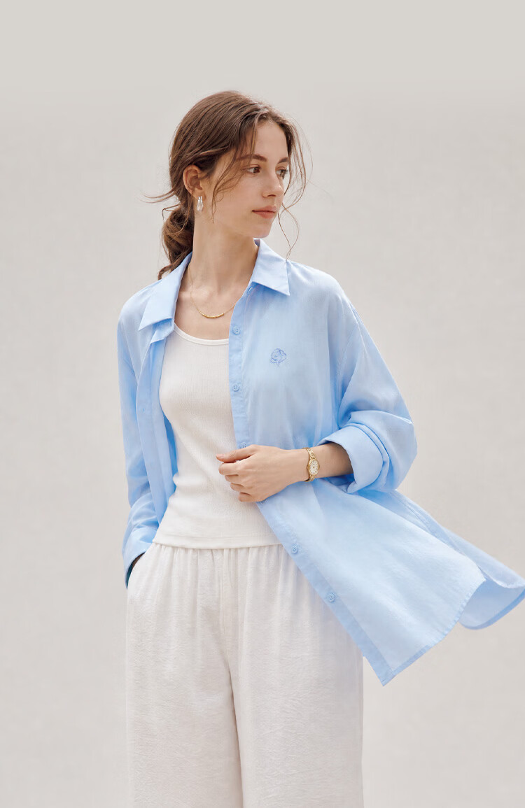 INMAN [Linen Tencel] Mint Short Sleeve Commuter Shirt 2026 Summer Top Glacier Pink - 18627629 M 11