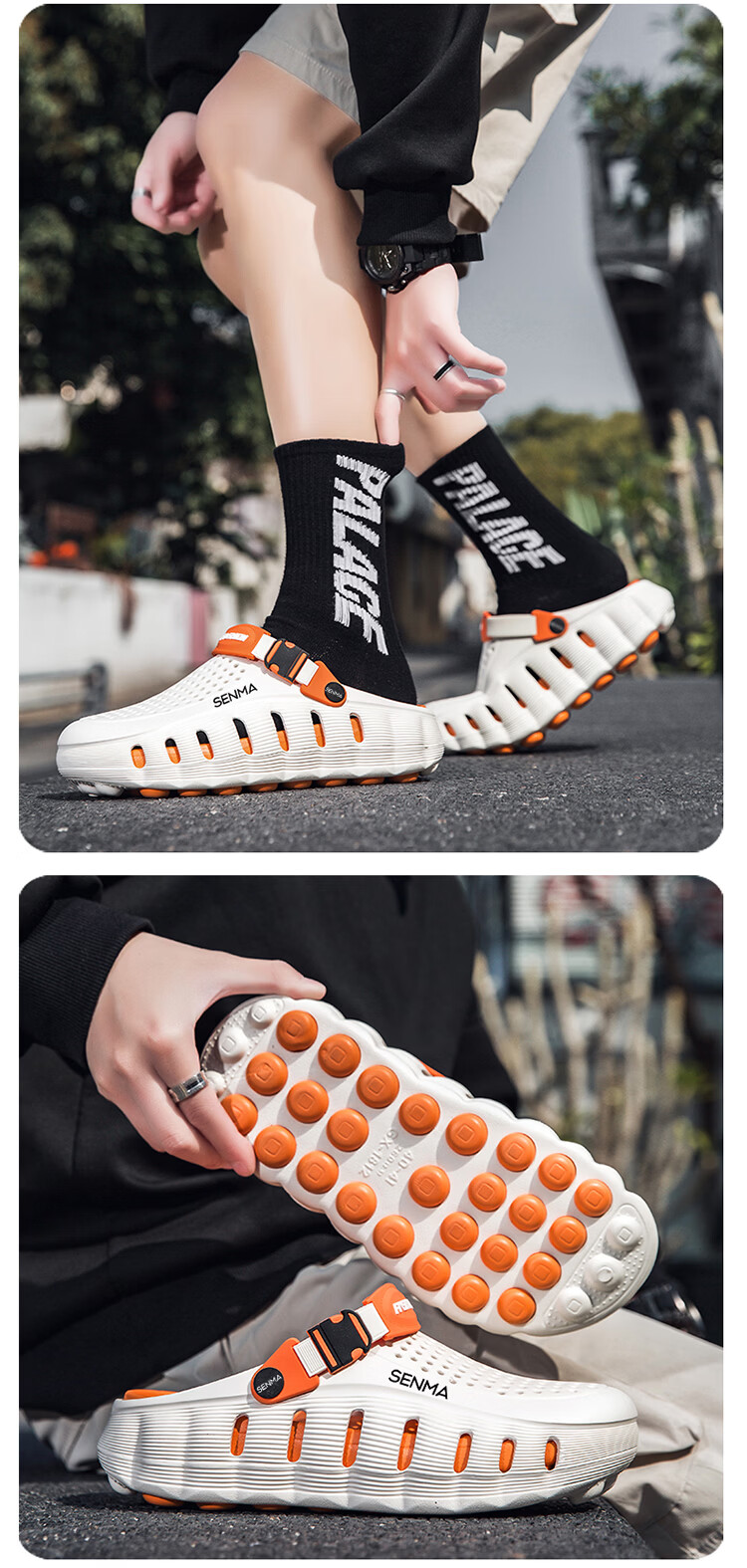 Senma Men’s 2026 New Summer Breathable Slip-On Clogs Non-Slip Odor-Resistant Comfortable Driving and Beach Sandals 13