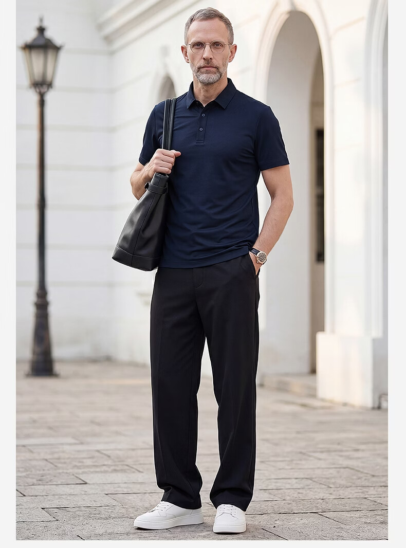 SHANSHAN Father's Day Practical Short Sleeve POLO Set Men's T-Shirt Two-Piece Pants Dad Summer Clothing 13
