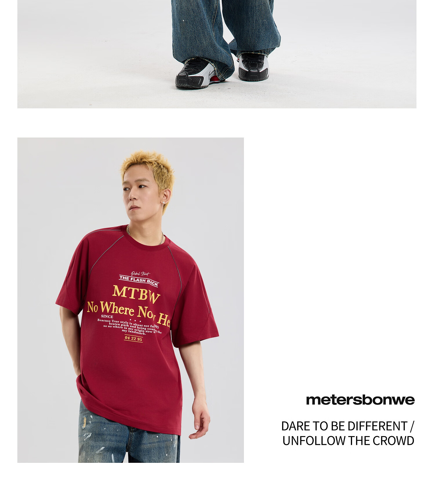 Metersbonwe Unisex Short Sleeve T-Shirt 2026 Spring Summer New Trendy Loose Fit Letter Print Crew Neck Top 16