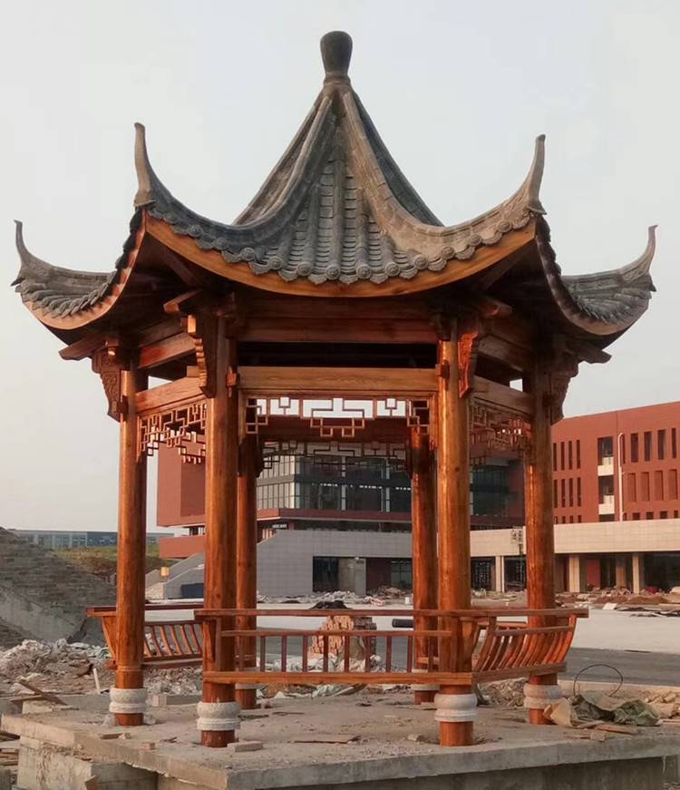 户外长廊别墅花园庭院中式组装实木仿古防腐木组装古建凉亭小亭子