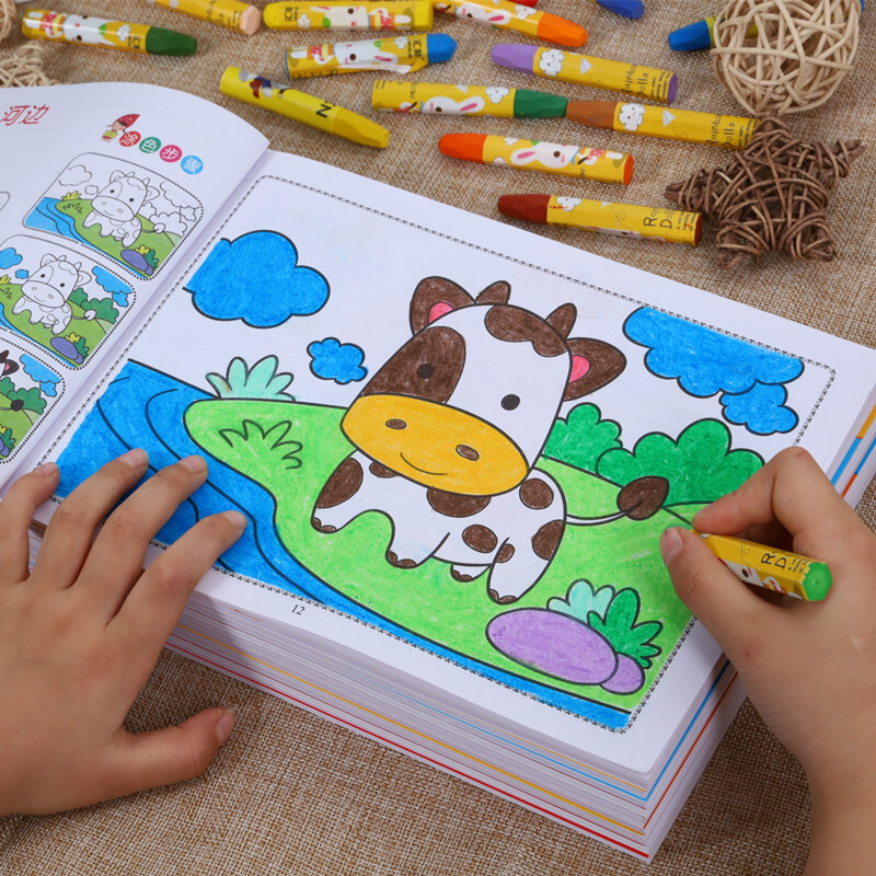 69小孩绘画书儿童彩色笔男孩画画书710岁小学生图画中班小手上色本