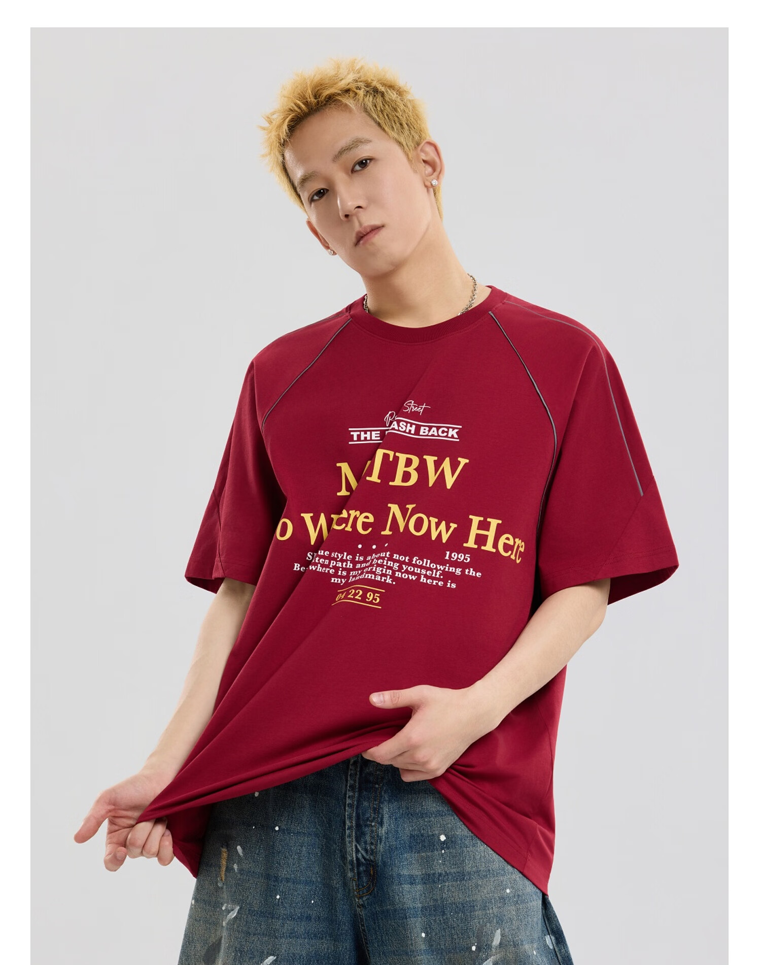 Metersbonwe Unisex Short Sleeve T-Shirt 2026 Spring Summer New Trendy Loose Fit Letter Print Crew Neck Top 17