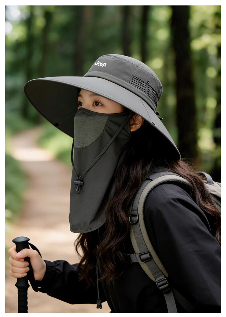 JEEP Jeep Sun Protection Hat Summer Outdoor Full Sunshade Detachable Face Mask Unisex Sunshade Fisherman Hat 12