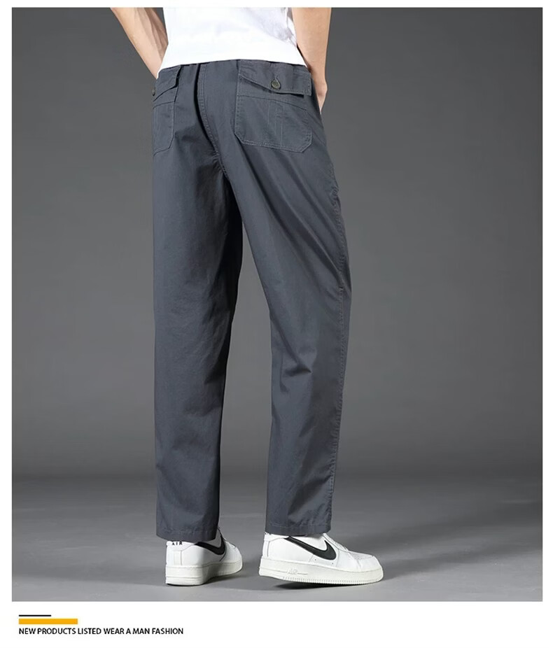 Jeanswest Men's Summer Lightweight Large Size Wide Leg Pure Cotton Work Pants New Loose Straight Business Trousers 7