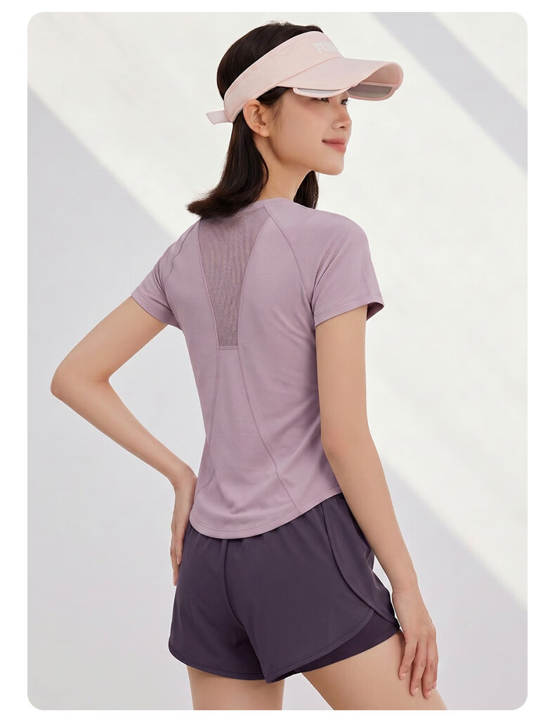 MULINSEN Women's Running Sports Set Yoga Wear Spring Summer Casual Fitness Pilates Short Sleeve Two-Piece Shorts Slim Fit 14