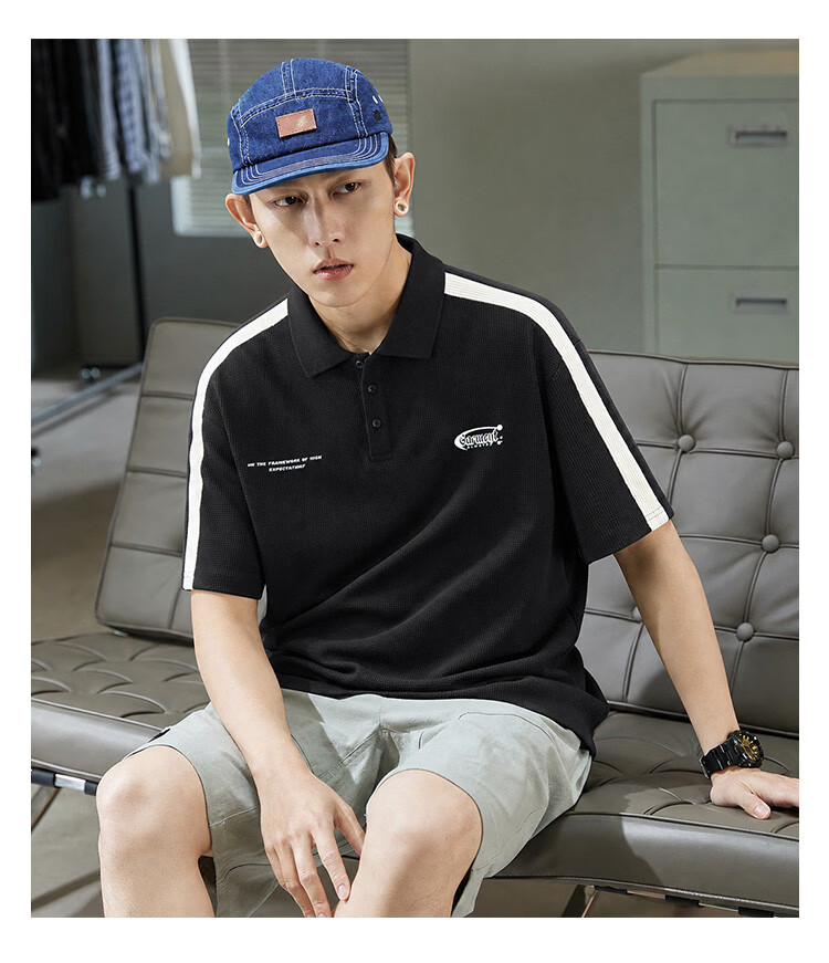 TonLion 2026 Summer New Men's Short Sleeve Polo Shirt Loose Fit Unique Youth Sports Stylish 7