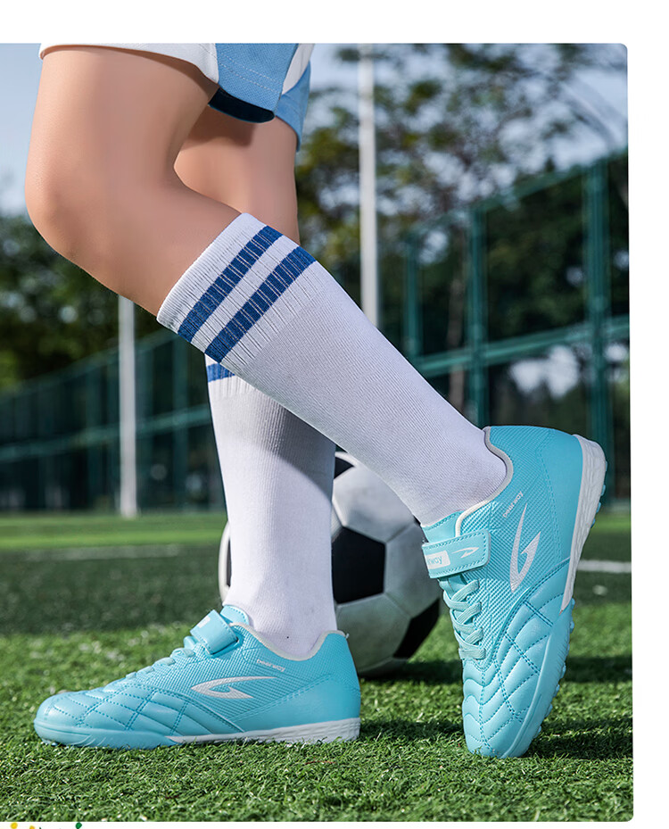 DEERWAY Kids Soccer Shoes Age 6-12 Boys Girls Professional TF Turf Cleats Non-Slip Training Shoes Silver Size 30 21