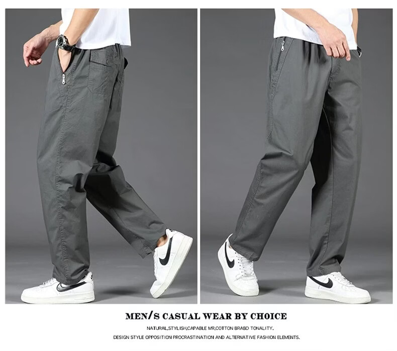 Jeanswest Men's Summer Lightweight Large Size Wide Leg Pure Cotton Work Pants New Loose Straight Business Trousers 9
