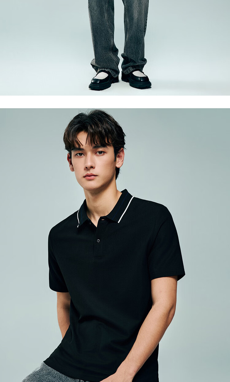 Giordano 2026 Summer New Black Technology Cooling Antibacterial Color-Block Collar Short Sleeve Polo Shirt Men 13016215 19