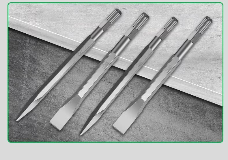 Fang Da Wang High Hardness Electric Hammer Chisel, Widened and Thickened Chisel Surface, Fast Chiseling, Improved Efficiency, Square Shank Flat Chisel 14*250mm 14