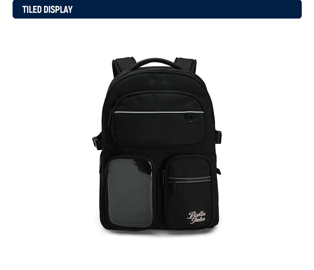 FILA Lightweight Backpack, Official Women's Bag, Fashionable Casual Backpack, Schoolbag, Pain Bag, Multi-Pocket Laptop Bag 5
