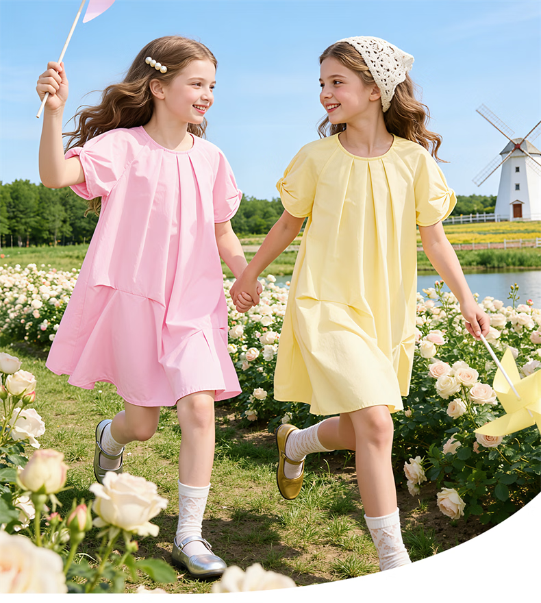 Disney Kids Cute Girls Dress 2026 Summer New Forest Style Princess Cartoon Cotton Children's Dress 2