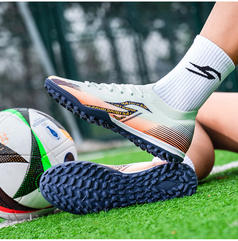 SAIBI Men's Soccer Shoes TF Turf Studs Adult Youth Student Professional Training Competition Shoes 3618S Blue Size 43 25