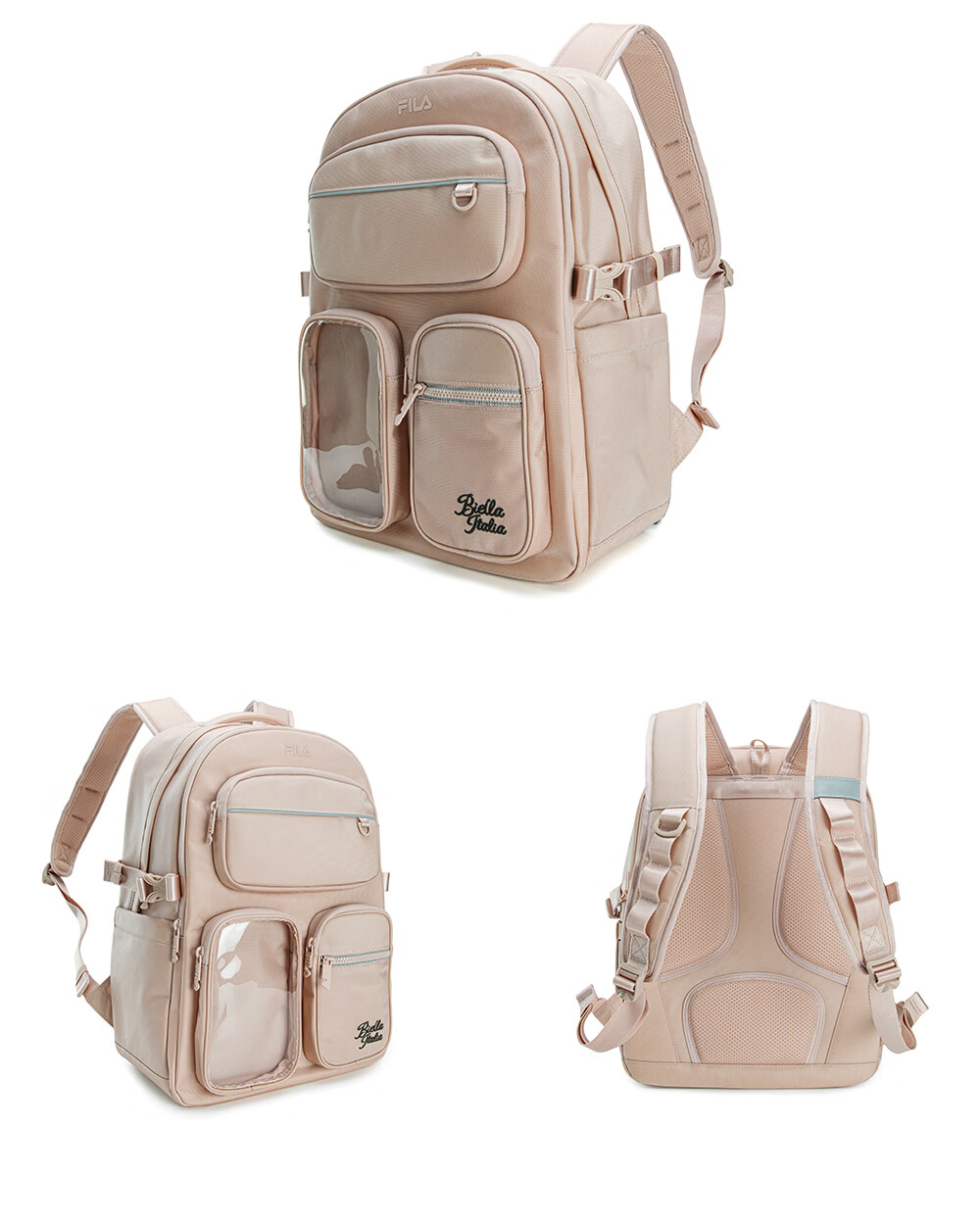 FILA Lightweight Backpack, Official Women's Bag, Fashionable Casual Backpack, Schoolbag, Pain Bag, Multi-Pocket Laptop Bag 10