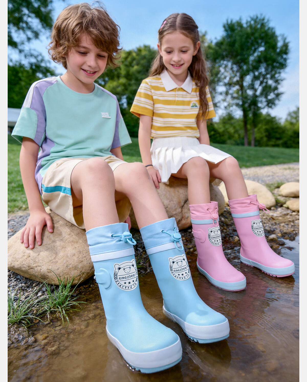 Sweet Baby Kids Rain Boots Boys 7-12 Years Old School Use JD Self-operated Non-slip Durable Rubber Rain Shoes 6