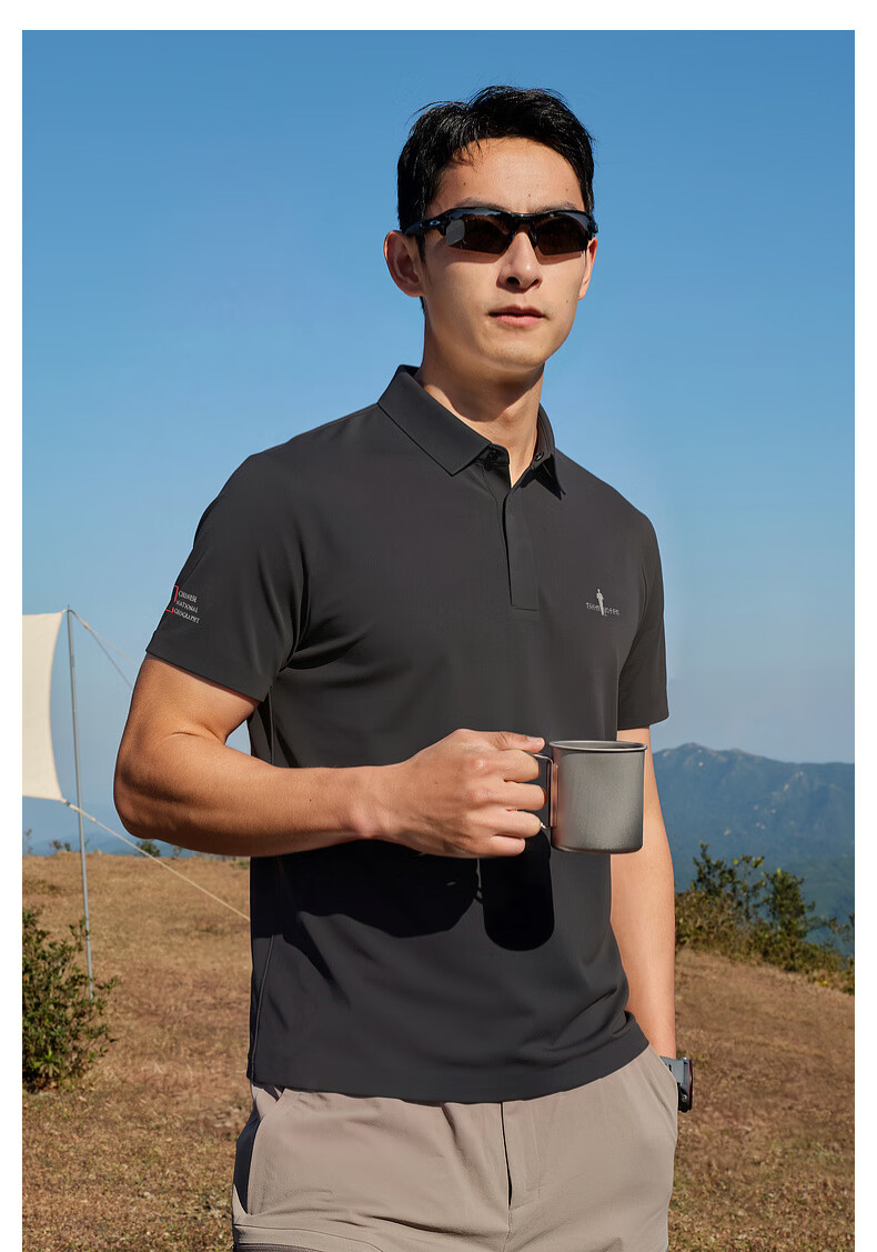Biyinlefen [Pique Tech Cotton] 2026 Summer New Men's Casual Outdoor Moisture-Wicking Quick-Dry Polo Shirt with Turn-Down Collar 1