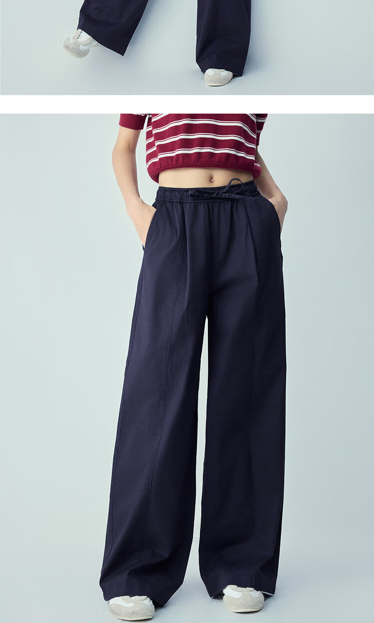 Giordano Women's Loose Fit Pants 2026 New Minimalist Wide Leg Drawstring Elastic Waist Casual Trousers 05416347 13