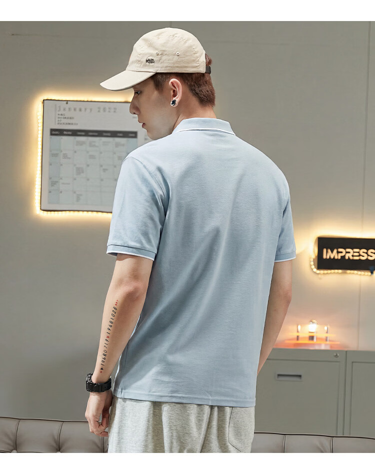 TonLion 2026 Summer New Men's Short Sleeve Polo Shirt Gray Sports Style Versatile Fashion Youth Top 16