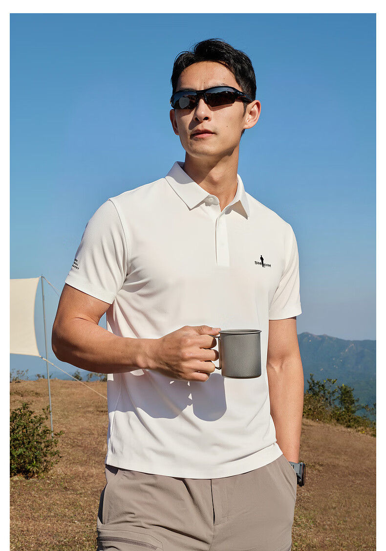 Biyinlefen [Pique Tech Cotton] 2026 Summer New Men's Casual Outdoor Moisture-Wicking Quick-Dry Polo Shirt with Turn-Down Collar 4