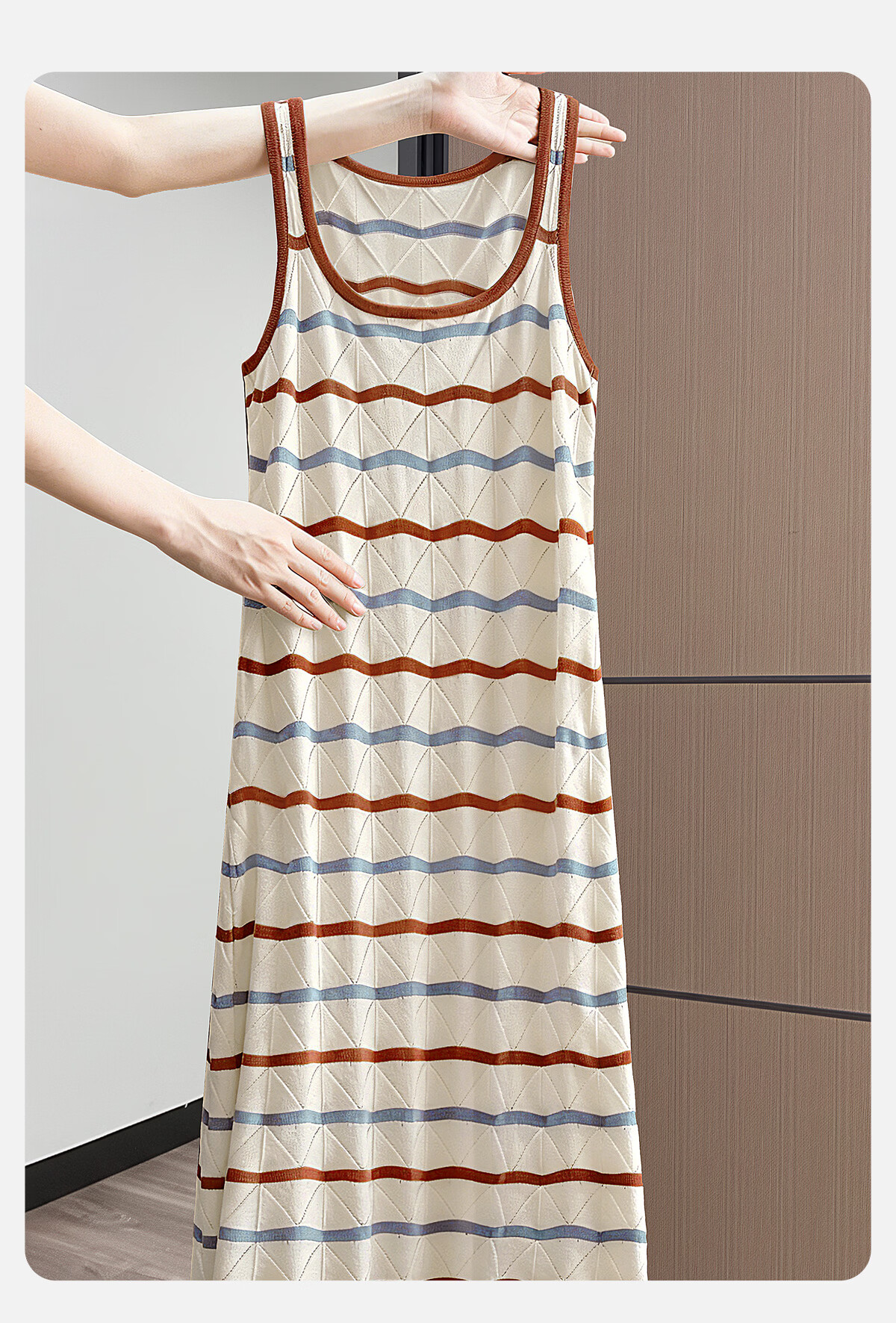 Cypress Crochet Hollow Out Striped Slim Fit Mid-Length Slip Dress for Women Summer 2026 New Arrival 6