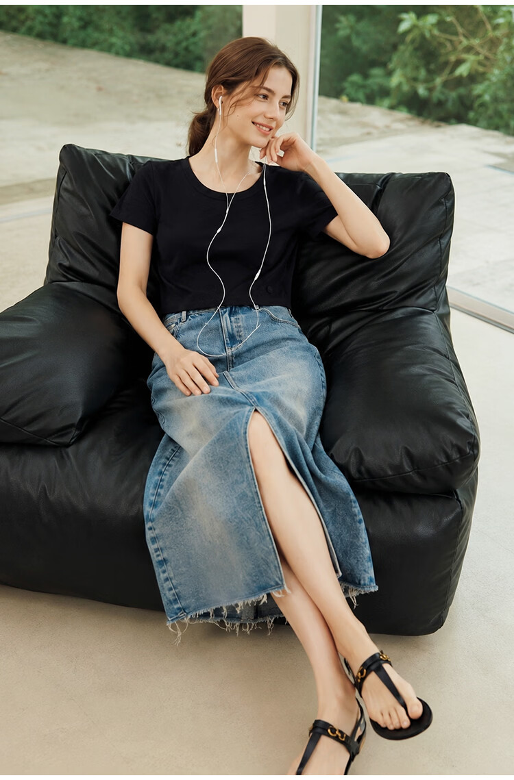 Inman [Runway Same Style] Straight Shoulder Multicolor Basic Short Sleeve T-Shirt Women Summer 2026 Top Black S 17