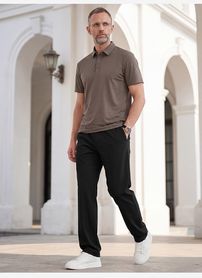 SHANSHAN Father's Day Practical Short Sleeve POLO Set Men's T-Shirt Two-Piece Pants Dad Summer Clothing 27