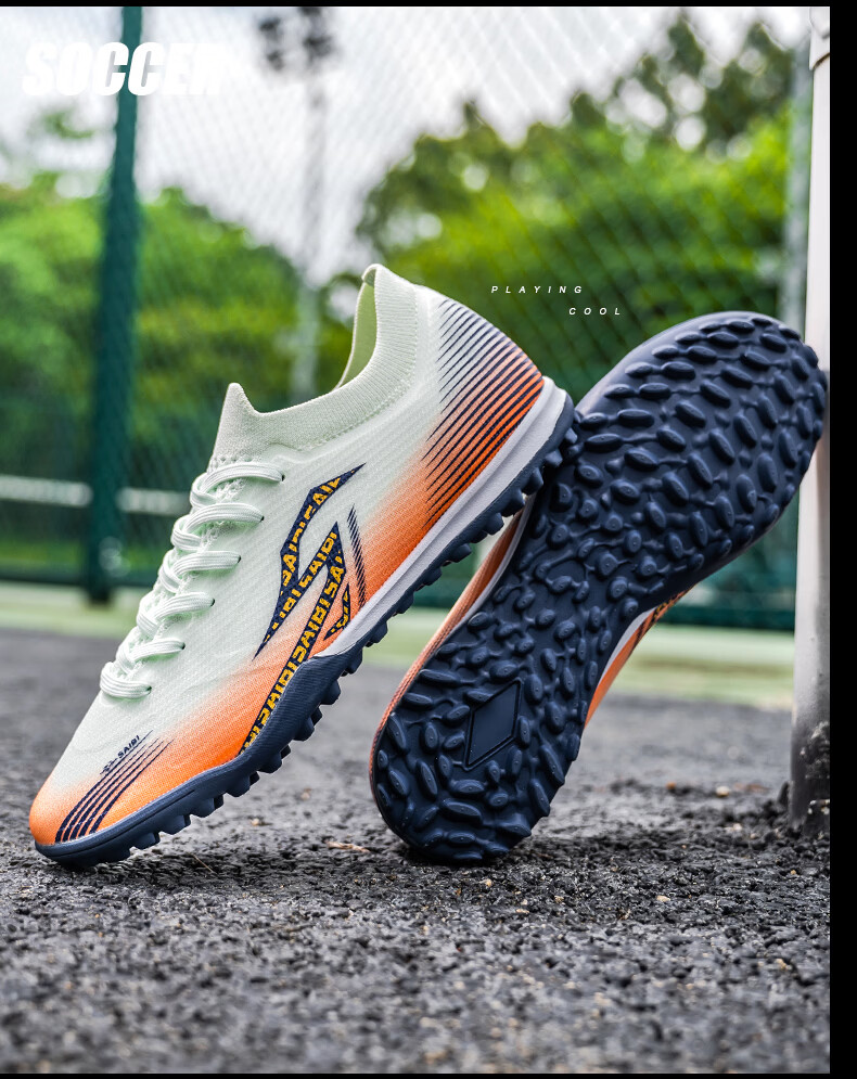 SAIBI Men's Soccer Shoes TF Turf Studs Adult Youth Student Professional Training Competition Shoes 3618S Blue Size 43 43